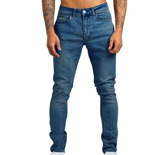 Jeans Men Slim Fit Stretch Jeans Distressed Straight Comfort Flex Waist Pants Comfortable Skinny Denim Pants Trousers
