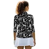 Oramclsy Horse Womens Golf Shirts 3/4 Long Sleeve V Neck Button Down Shirts Versatile Athletic Apparel Business Causal Work Blouses Tops Slim Stretchy Soft All-Match