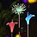 Solar Garden Decoration Lights - Voona 3-Pack Solar Color Changing LED Stake Lights Clear Fiber Lily, Fiber Calla Lily, Daisy Mixed for Outdoor Pathway Party Holiday Christmas