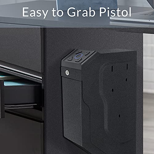 Biometric Gun Safe Box Mounted Handgun Safes for Pistols Quick Quick Access Pistol Sentry Sentry Handgun Safe for Nightstand Safety Device Fingerprint Biometric Smart Keypad Password Key Lock…