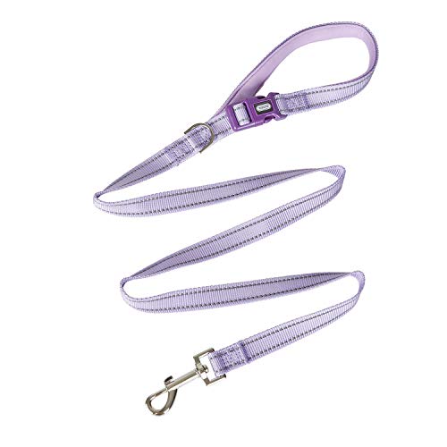 YUDOTE Reflective Dog Leash 4 Ft with Soft Padded and Buckle Handle, Nylon Heavy Duty Durable Dog Leashes for Medium Large Dogs,Lilac