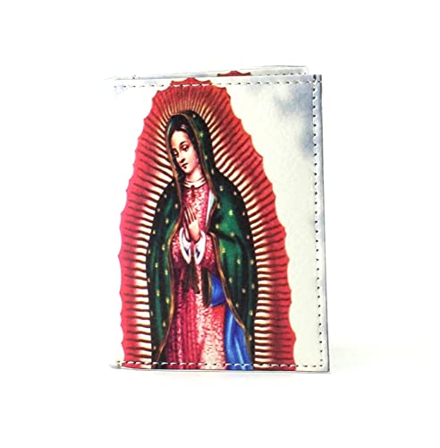 Li Trifold Wallet for Men - Virgin Guadalupe design RFID blocking genuine Leather Wallet with 6 cards, 3 side slots, 2 cash pockets & 1 ID window - Ageless Men's Wallets Ideal Gift for Men