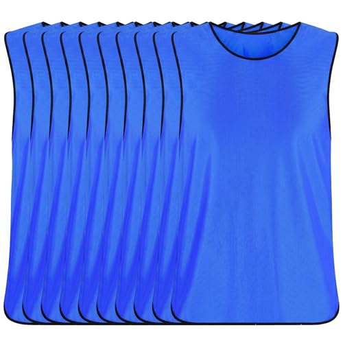 Pinnies pour adultes lot de 10 chasubles de football respirantes bleu foncé