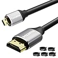 Micro HDMI to HDMI Cable 8 FT, High Speed Full HDMI to Micro HDMI Cable, Support 4K@60Hz HDR ARC, Compatible with GoPro Hero, Sport Camera, Raspberry Pi 4, Sony Camera, Nikon, Yoga