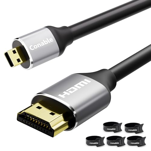 Micro HDMI to HDMI Cable 8 FT, High Speed Full HDMI to Micro HDMI Cable, Support 4K@60Hz HDR ARC, Compatible with GoPro Hero, Sport Camera, Raspberry Pi 4, Sony Camera, Nikon, Yoga