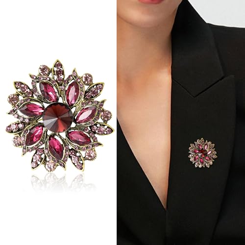 Image of Trendy Large Rhinestone Flower Brooches 8-color for Women Luxury Office Party Casual Pins Jewelry Accessories Gifts