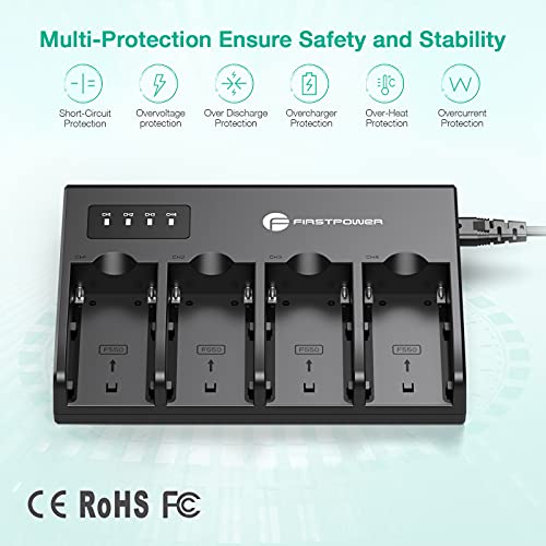 Firstpower 4-Channel Fast Charger For Sony Np-F550 Np-F570 Np-F750 Np-F770 Np-F930 Np-F950 Np-F960 Np-F970 Camera Battery #TOP4