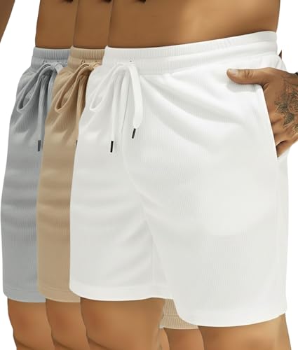 Image of INKKR Men's Premium Polyester Casual Ribbed Shorts ||Loose Fit with 2 Pocket Shorts