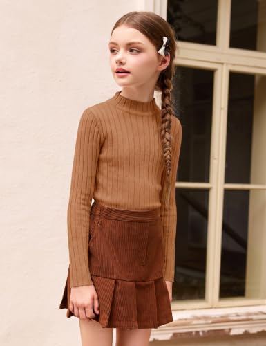 Image of Arshiner Girls Half Turtleneck Long Sleeve Knit Slim Sweater Pullover Tops