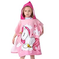 MLPKOI Hooded Poncho Towels for Kids, Unicorn Beach Changing Robe Bath Towel Soft Quickly Dry Kids Poncho for Bathroom Swimming Pool Travel 3-10 Years Old