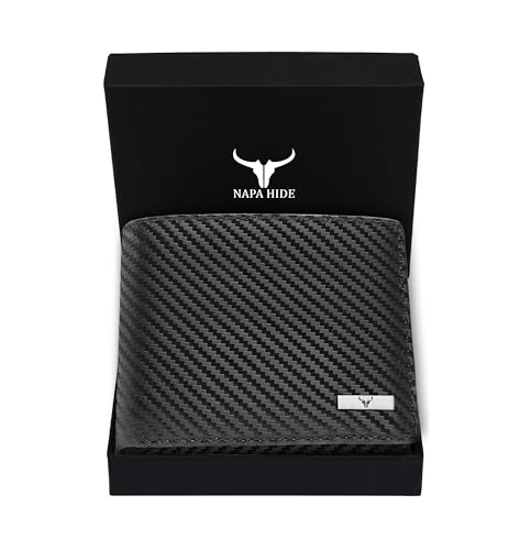 Image of NAPA HIDE Carbon Fiber Leather Wallets for Men (Black & Tan)