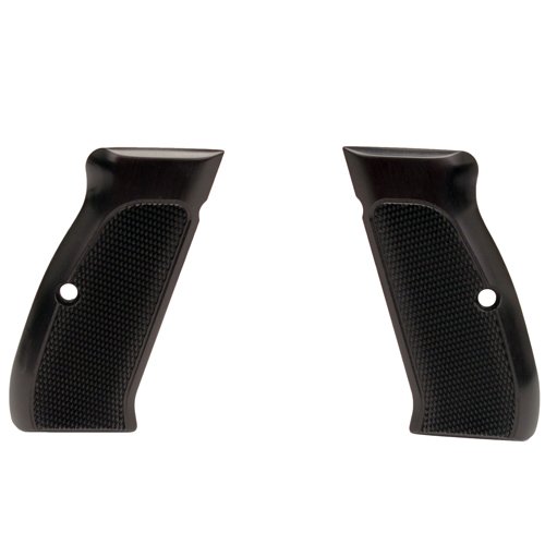 Hogue 75176 CZ-75/CZ-85 Grips, Checkered Aluminum Brushed Gloss Black Anodized