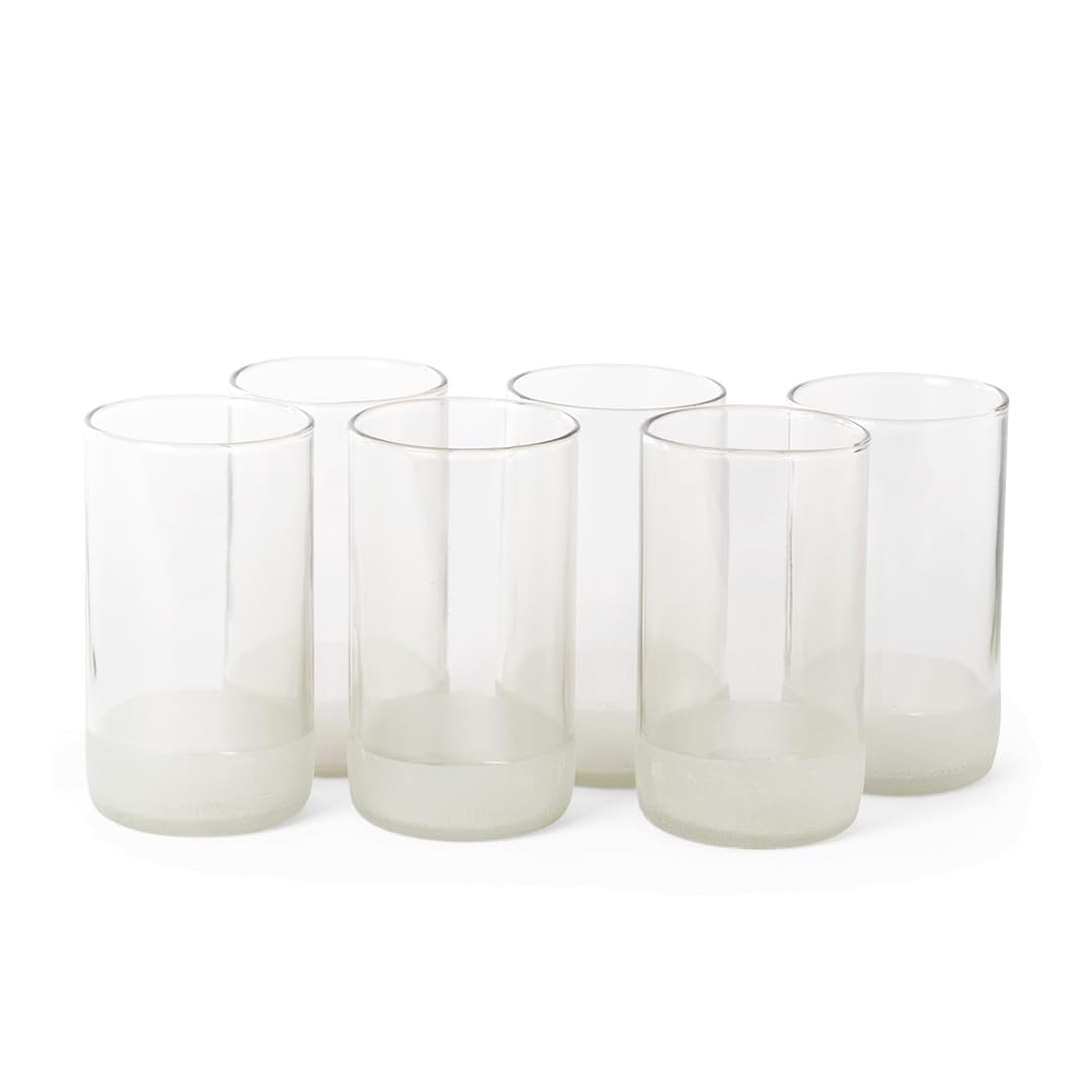 IWAS Upcycled Hohe Klare Trinkgläser | 350 Ml | 12 Oz | (6Er-Set) | Becher Aus Recyceltem Glas, Perfekt Für Cocktails