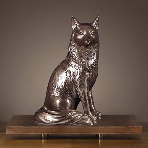 Statue de renard en résine artisanale dorée pour déco chic - 3
