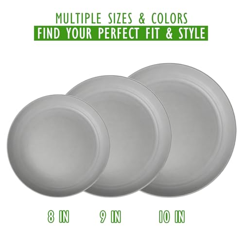 Image of 6PCS 10 In Lightweight Plates, Reusable Plastic plates for Ktichen | Dishwasher Safe & Microwave Safe Plastic Plates for Outdoor and Family Meals - Grey
