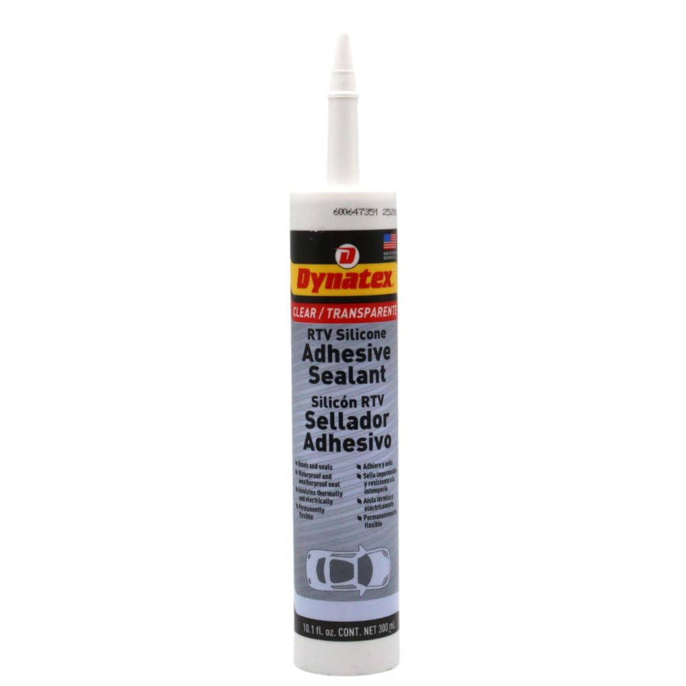 Dynatex 49294 Clear RTV Silicone Adhesive/Sealant, 300ml Cart, Waterproof RTV Sealant, Single Component RTV Silicone Sealant, Permanent Flexibility, Insulates Thermally and Electrically