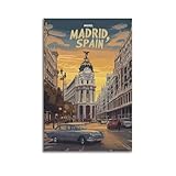 DGHFOP Madrid Vintage Tours (3) Póster de pared en lienzo, pintura decorativa para sala de estar, dormitorio, 40 x 60 cm, estilo sin marco