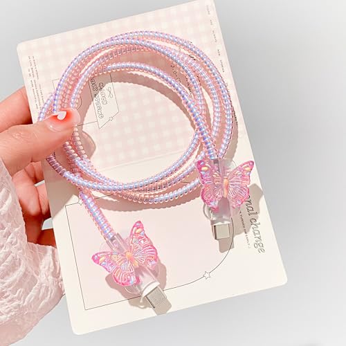 Protector de cable iPhone 15 mariposa 3D funda cargador USB-C 40W 5