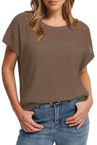 WIHOLL Short Sleeve Sweater for Women Trendy Summer Tops 2025 Early Fall Fashion Clothes Travel Business Casual Outfits4