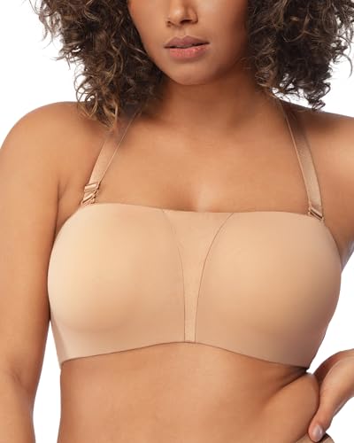 HSIA Strapless Bra for Big Bust Women, Plus Size Full Coverage Bandeau Fiery Bra Anti-Slip Underwire Support for Large Breast4