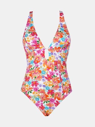 Image of CUPSHE Women's One Piece Swimsuit Deep V Neck Keyhole Cutout O Ring Textured Bathing Suit