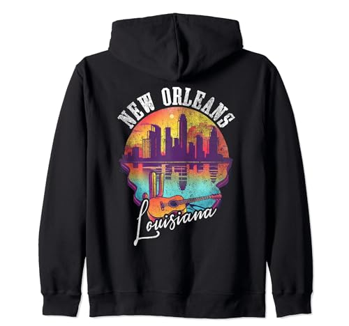 New Orleans LA | Louisiana Skyline | Guitar Musician Sudadera con Capucha