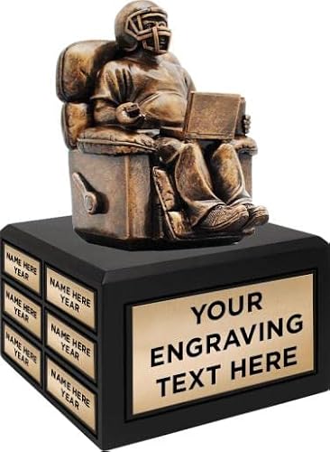 Crown Awards 8.75" Fantasy Football Armchair Quarterback Perpetual Trophy, Fantasy Football Armchair QB Sculpture Award - Engraving Included