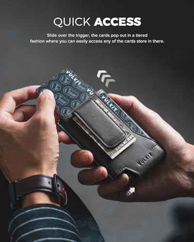 VULKIT Mens Wallet Card Holder Pop Up Card Wallet Slim Leather RFID Blocking Minimalist Wallet With Money Clip2