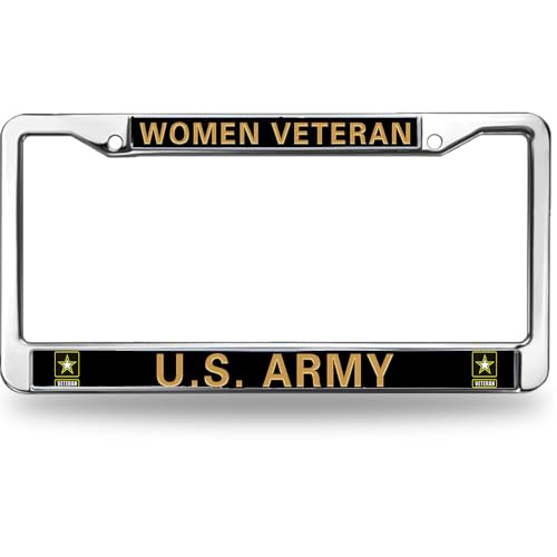 Image of Women Veteran Faith Rust-Proof License Plate Frame Proud Military License Plate Frame for Women