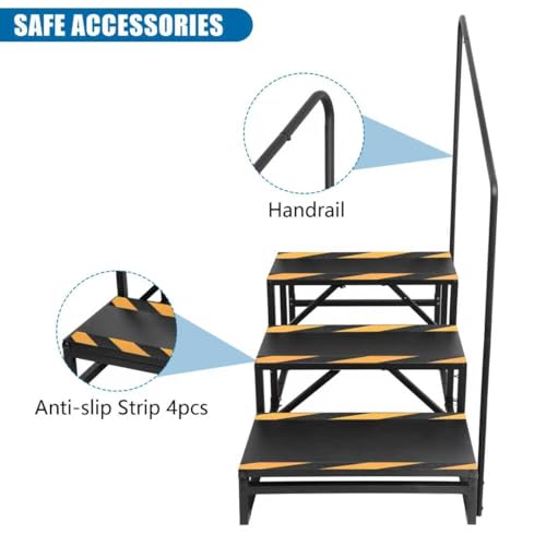 Image of RV Step with Handrail, 3-Step Stable Heavy Duty Universal Stair