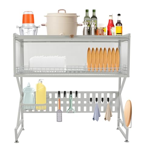 HAPPCUCOE Over The Sink Dish Drying Rack, Kitchen Dish Rack, Large Capacity Dish Drying Rack for Home, Kitchen,33.46 