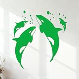 Adesivi murali Orca assassina in stile marino oceanico 35x37.2cm Selezione multicolore Verde