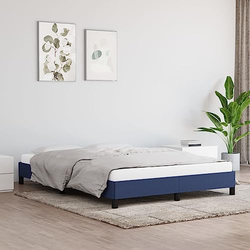 vidaXL Estructura de Cama Matrimonial Somier Tapizado Dormitorio Habitación Muebles Mobiliario Cuarto Descanso de Tela Gris Taupe Azul 140x200 cm