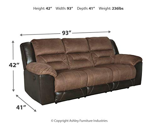 Signature Design By Ashley Earhart Faux Leather Manual Dual Sided Reclining Sofa, Brown #TOP2