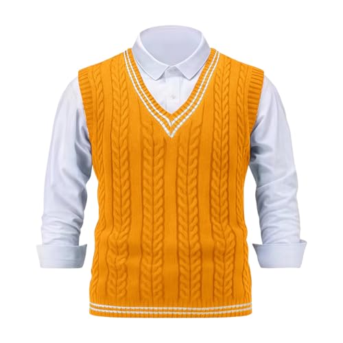 Men's Sweater Vest V Neck Regular Knit Sleeveless Pullover Sweater for Fall Winter Classic Casual Knitwear2