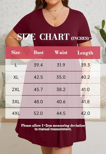 DB MOON Women Plus Size Dresses 2025 Summer Casual V Neck Short Sleeve Knee Length Dress with Pockets XL3