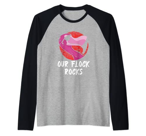 Our Flock Rocks | Gafas de sol divertidas de flamenco | Verano Camiseta Manga Raglan
