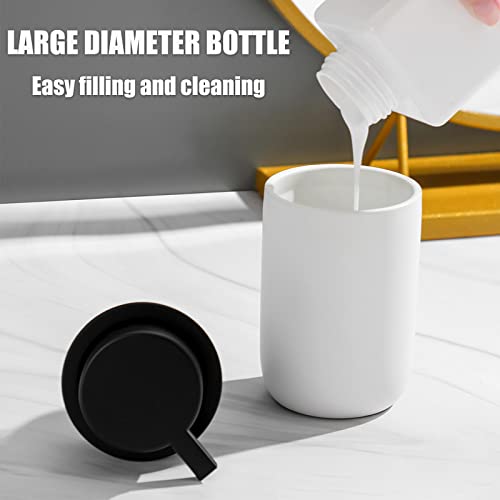 Image of Hand Soap Dispenser for Bathroom Decro, Ceramic Liquid Pump Bottles Refillable Dish Dispenser for Kitchen Farmhouse Colleage Dorm, Matte White
