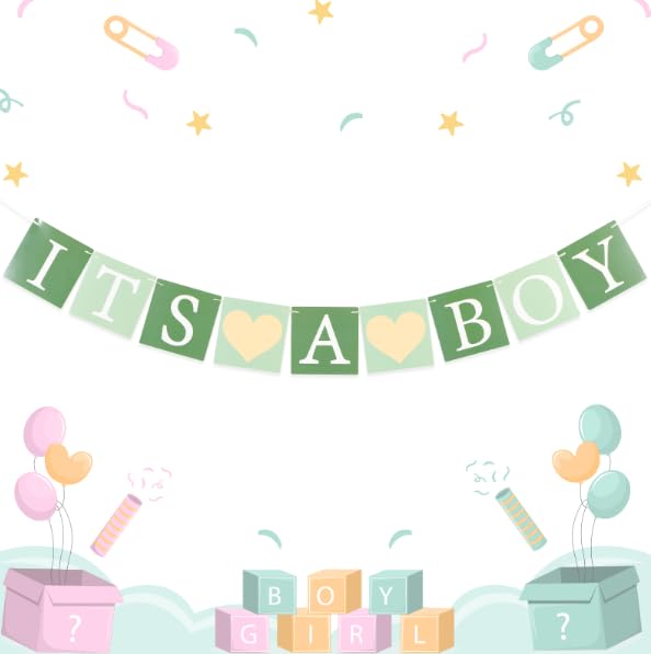 SUNBEAUTY Sage Green It's A Boy Banner Baby Boy Shower Decorations Baby Shower Boy It's A boy Sign Baby Gender Show Party Favors Pregnancy