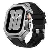 Ya en manzanajugosa.com: AIRYZGOOD Carcasa de metal de lujo con correa compatible con Apple Watch Band Ultra 2/1 de 49 mm, funda protectora resistente para hombre con correa de silicona suave para iWatch de 49 mm (plateado 49