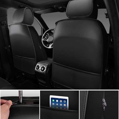 CAR PASS Nappa Leather Car Seat Covers Front Seats, Luxury Seat Protector for Cars, Waterproof Anti-Slip Seat Cushion Airbag Compatible Universal for Sedan SUV Pick-up Truck Automotive Vehicle, Black by CAR PASS - Used condition - Image 3