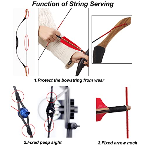 Sopoger Archery Bowstring Serving Thread Jig 131 Yard/120M Durable Nylon Bow Serving String Thread For Compound/Recurve Bow Tying Peep Sight Nock… (Red) #TOP4