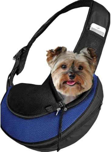 Bolsa Sling Transversal para Pets, Cachorro e Gato, Tecido Respirável, Alça Ajustável, com Bolsos La