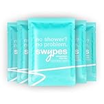 Swypes Large Body Wipes for Adults No Shower - 6 Pack Shower Wipes, 100% Biodegradable Dual-Sided Cleansing Wet Wipes for Adults with Vitamin E for Face & Body, Perfect for Gym, Travel & Camping