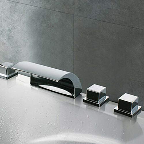 Robinet de salle de bain cascade en laiton chromé à 3 poignées argenté