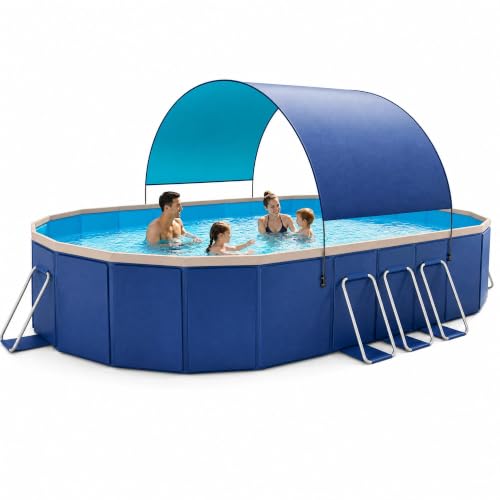 118" Non-Inflatable Foldable Swimming Pool for Family, Portable Above Ground Pool for Adults & Kids, Easy Setup for Outdoor, Backyard, Garden, Camping - Durable PVC(118"x87"x20", NEW)