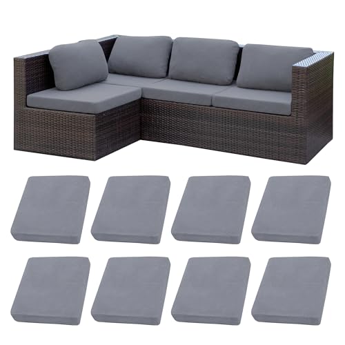 Image of BIETYONE 8Pcs Stretch Patio Cushion Covers,Outdoor Couch Covers Replacement,Outdoor Couch & Sofa Slipcovers,for Patio Furniture Cushion Covers,Washable Reusable Furniture Protector (Grey,Cover Only)