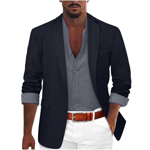 Men's Business Casual Blazers Slim Fit Suit Jacket Lightweight Sport Coat One Button Blazer Jackets with Pockets