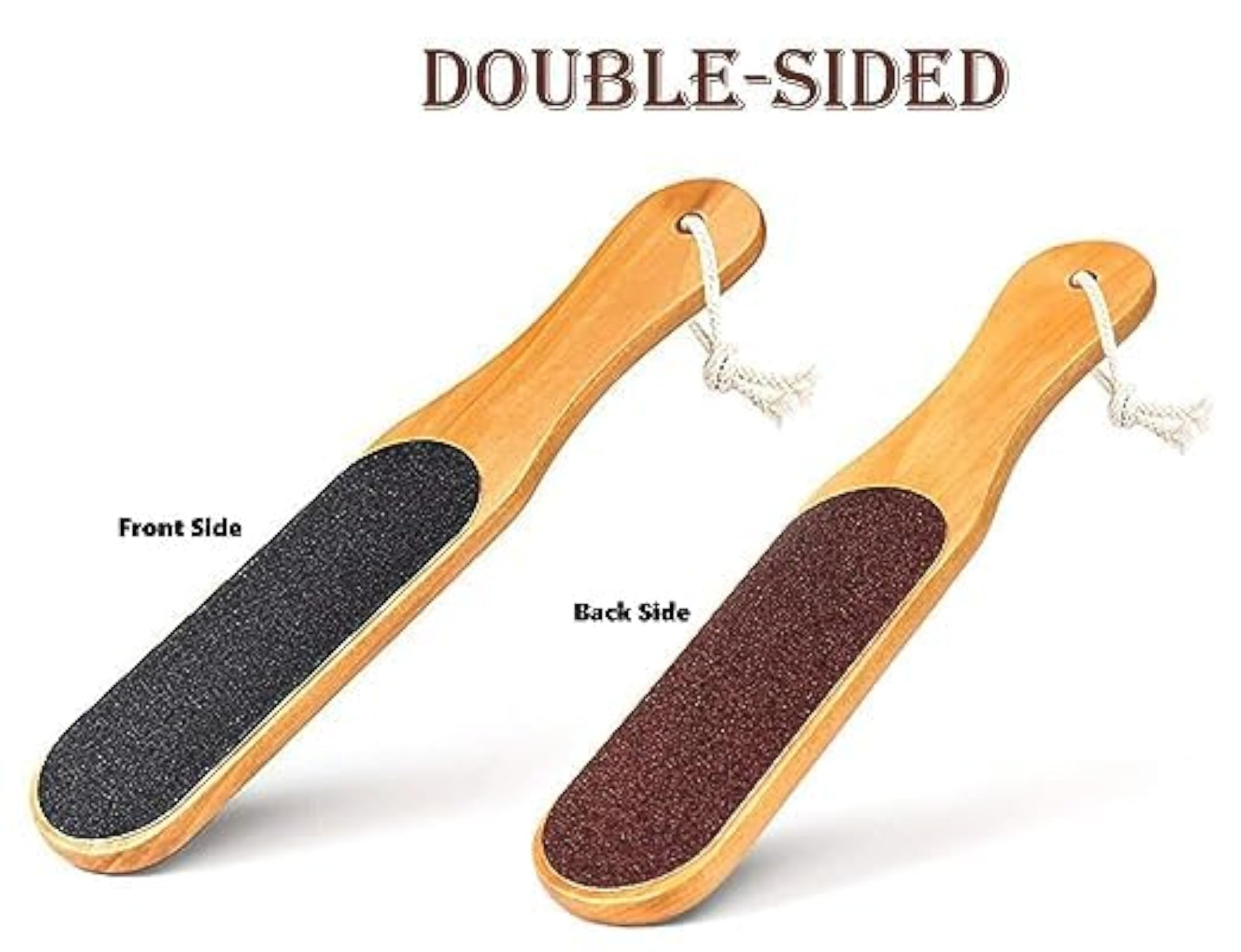 Double Sided Foot File Scrubber, Wooden Pedi Foot Scraper
