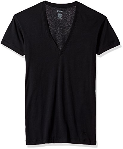2(X)IST Men's Pima Cotton Slim Fit Deep V-Neck T-Shirt,Black,X-Large